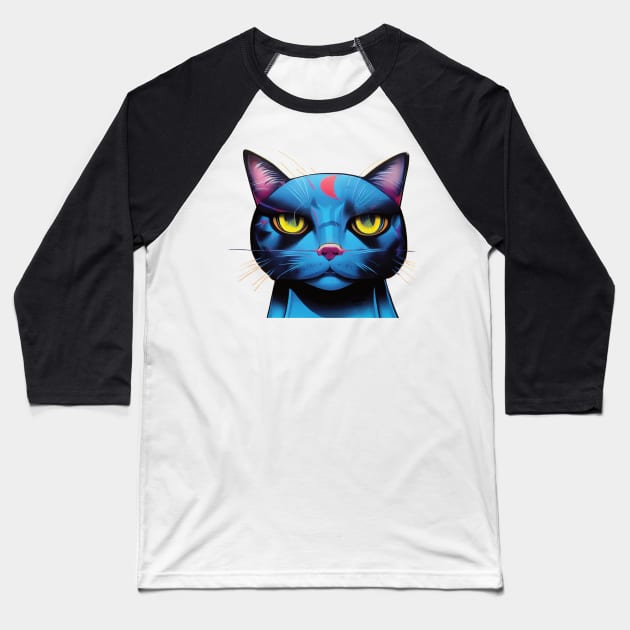 Blue cat Baseball T-Shirt by DEGryps